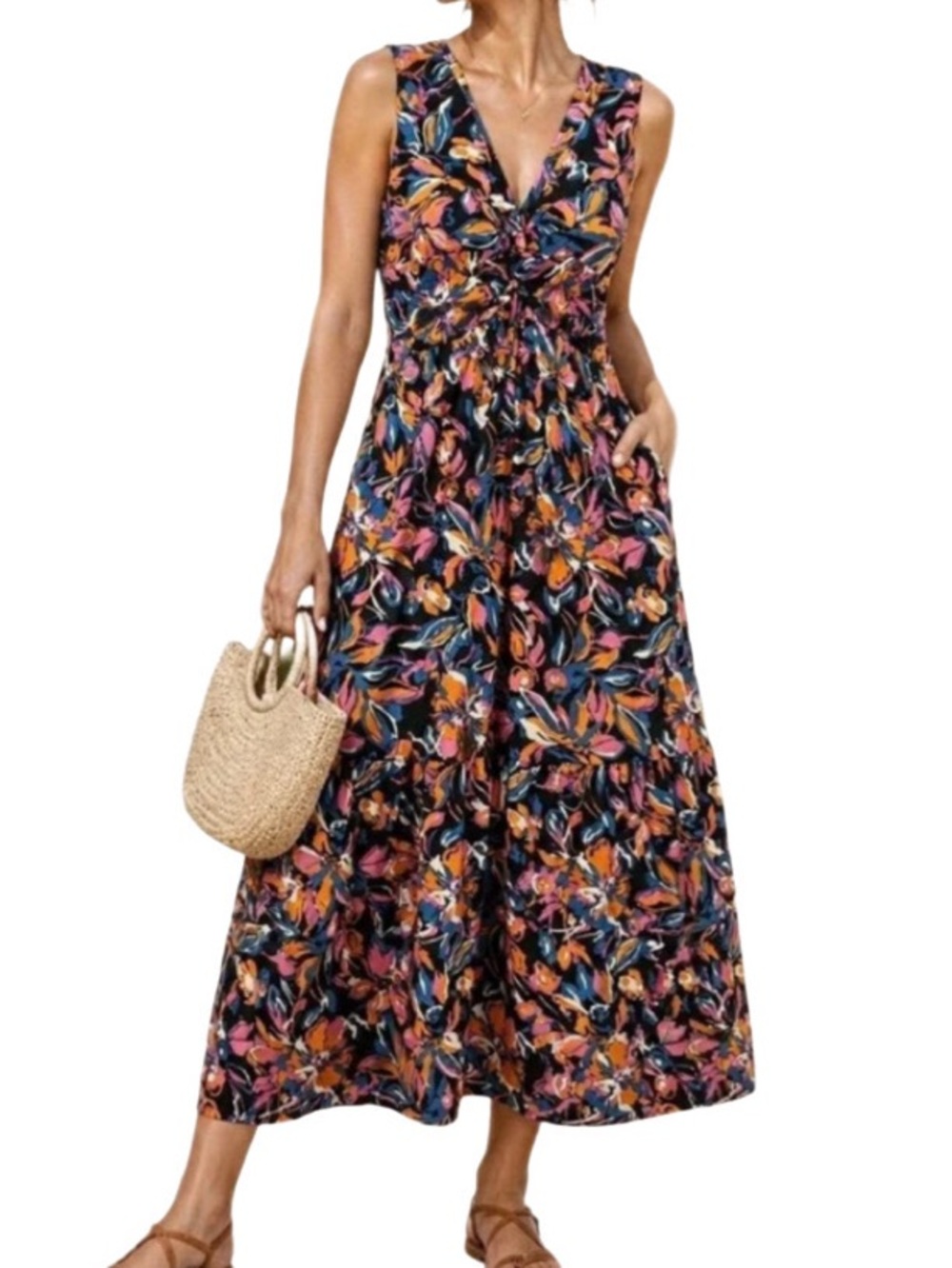 French Connection NWT Twist Front Floral Maxi Dress Small